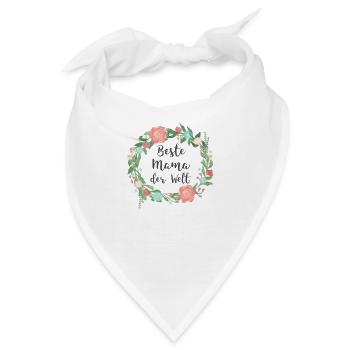Beste Mama der Welt mit Blumen Blumenkranz - Bandana - Weiß - Vorne