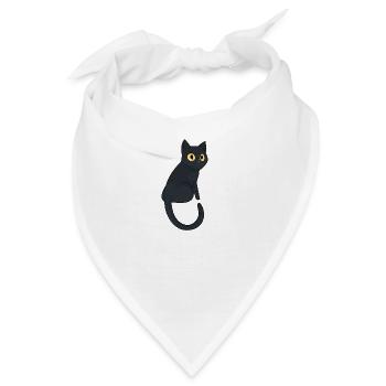 Schwarze Katze - Bandana - Weiß - Vorne
