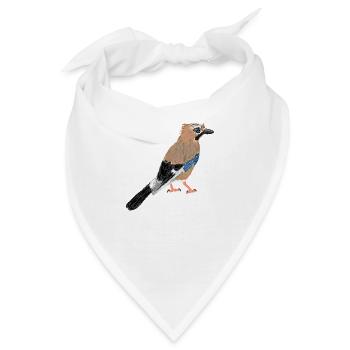 Eichelhäher / Eurasian Jay I - Bandana - Weiß - Vorne