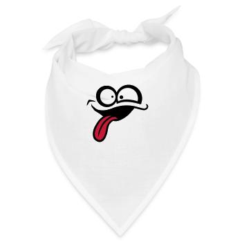 Verrücktes Comic Gesicht - Bandana - Weiß - Vorne