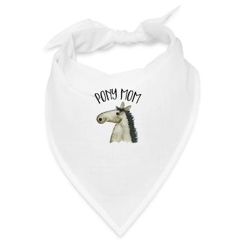 Pony Mom grau-braunes Pony - Bandana - Weiß - Vorne