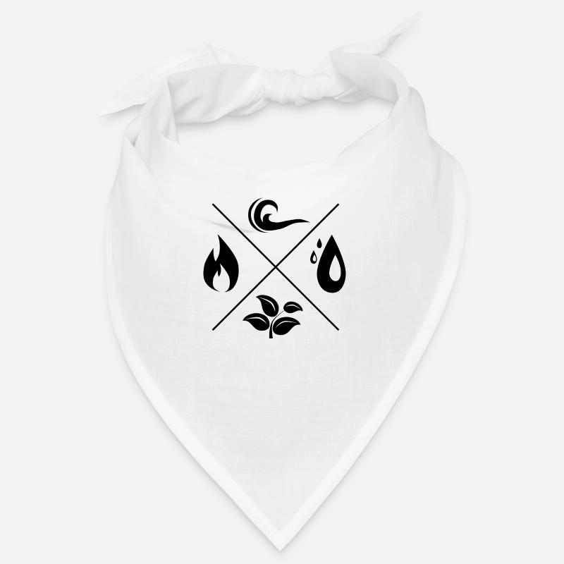 Les 4 éléments - feu, eau, terre, air - Bandana - blanc