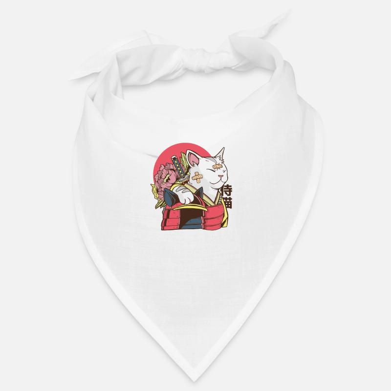 Samurai Katze - Vaporwave Katze - Bandana - Weiß