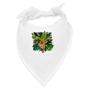 Tiger und Dschungel Quadrat Abbildung - Bandana - Weiß - Vorne