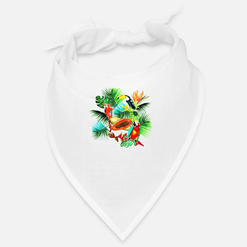 tropical toucans perroquets strelitzia helliconias - Bandana - blanc