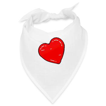 Rotes Herz - Bandana - Weiß - Vorne