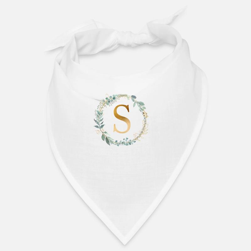 Customizable Monogram S Wreath Botany - Bandana - white