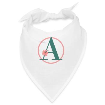Buchstabe A Anfangsbuchstabe A Monogramm Hibiskus - Bandana - Weiß - Vorne