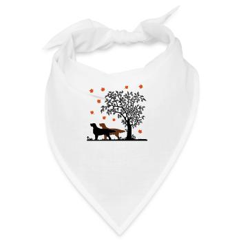 2 Flat Coated Retriever Herbst - Bandana - Weiß - Vorne