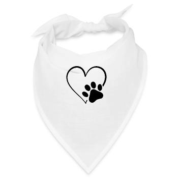 Dog Paw Print Heart - Bandana - Weiß - Vorne