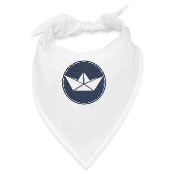 Papierboot auf blauem Kreis - Bandana - Weiß - Vorne