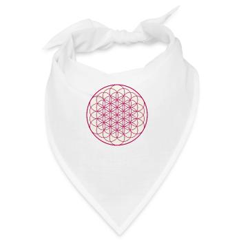 Lebensblume, Motiv, Hintergrund, gelb - Bandana - Weiß - Vorne