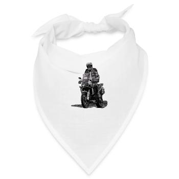 Adventure Biker - stehender Fahrer - Bandana - Weiß - Vorne