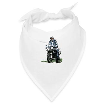 Adventure Biker - stehender Motorradfahrer - Bandana - Weiß - Vorne