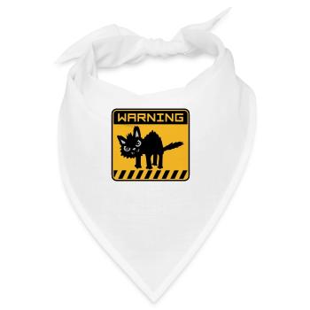 Warnung gefährliche Katze - Bandana - Weiß - Vorne