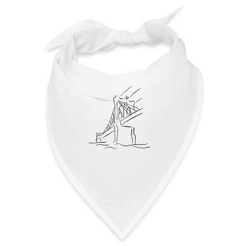 Brooklyn Bridge Line Art - Minimalistisch - Bandana - Weiß - Vorne