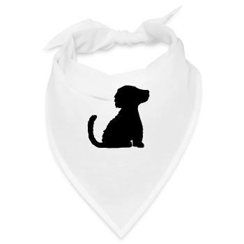 Silhouette braver sitzender Hund - Bandana - Weiß - Vorne