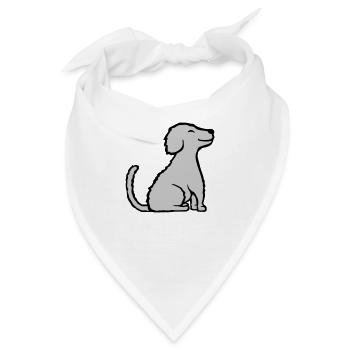 Glücklicher sitzender braver Hund - Bandana - Weiß - Vorne
