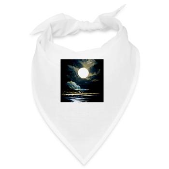 Vollmond und Mondlicht auf dem Wasser in der Nacht - Bandana - Weiß - Vorne