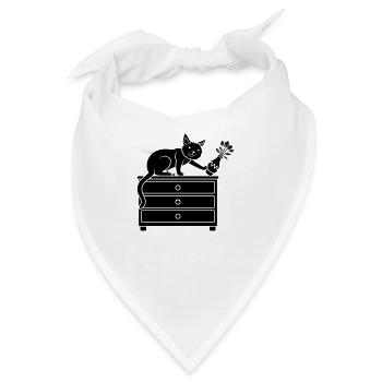 Freche Katze stößt Blumenvase - Bandana - Weiß - Vorne