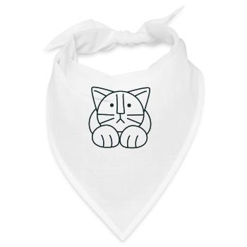 Süße Katze, die vorne auf Pfoten sitzt - Bandana - Weiß - Vorne