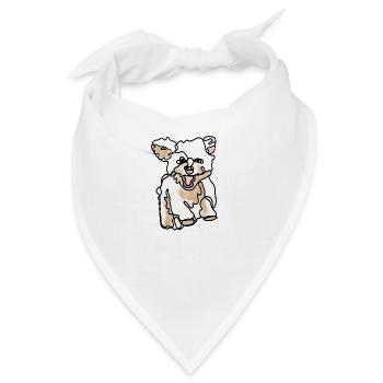 Happy Doggy - Fröhlicher Hund als Linienzeichnung - Bandana - Weiß - Vorne