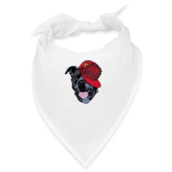 American Staffordshire Terrier-Hip Hop-Musik-Capi - Bandana - Weiß - Vorne