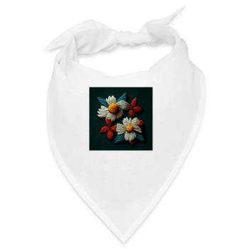 Bestickte Blumen 3d - Bandana - Weiß - Vorne