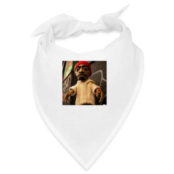 realistic photo of puppet knitted out of wool - Bandana - Weiß - Vorne