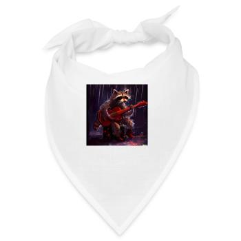 racoon playing guitar - Bandana - Weiß - Vorne