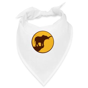Mond Elefant Klippe Silhouette - Bandana - Weiß - Vorne
