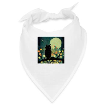 Eule im Mondschein - Bandana - Weiß - Vorne
