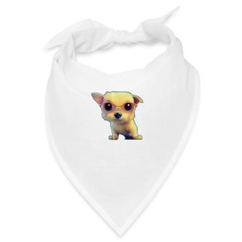 Welpe mit Brille - Bandana - Weiß - Vorne