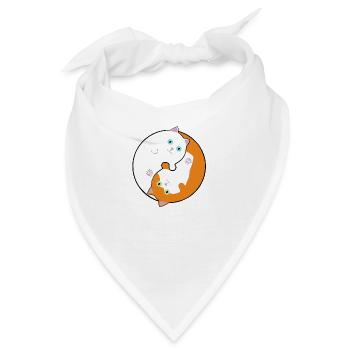 Weiße und rote Yin-Yang-Katzen - Bandana - Weiß - Vorne
