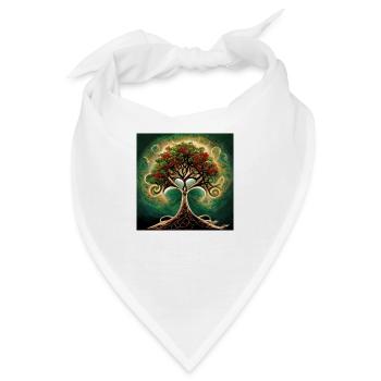 Romantischer Lebensbaum mit roten Blüten - Bandana - Weiß - Vorne
