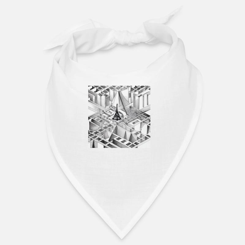 MC Escher dessin de la Tour Eiffel - Bandana - blanc