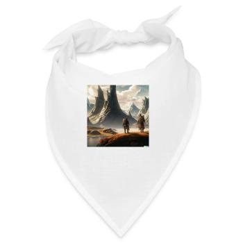 adventurers hiking across mountain range - Bandana - Weiß - Vorne