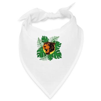 Tiger Dschungel brüllen Monstera Blätter Geschenk - Bandana - Weiß - Vorne