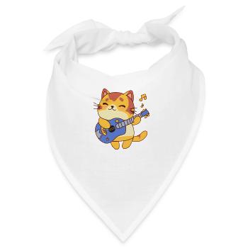 Gitarrist Katze - Bandana - Weiß - Vorne