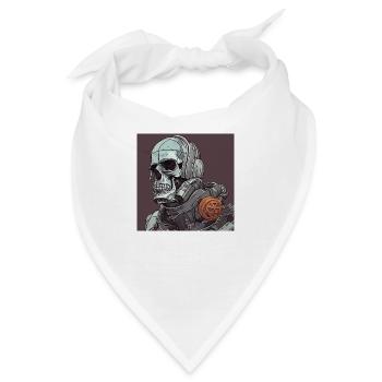 Soldatenroboterschädel der Zukunft - Bandana - Weiß - Vorne