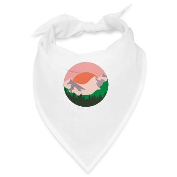 Berge und Bäume im Sonnenuntergang - Bandana - Weiß - Vorne
