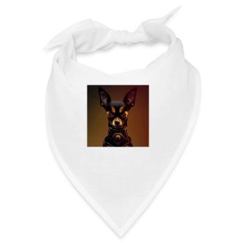 Dunkler Chihuahua in Steampunk-Uniform - Bandana - Weiß - Vorne