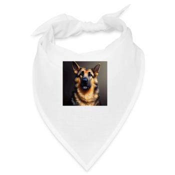 Deutscher Schäferhund Kunstwerk - Bandana - Weiß - Vorne