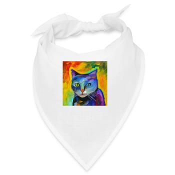 Fantasieporträt einer Katze - Bandana - Weiß - Vorne