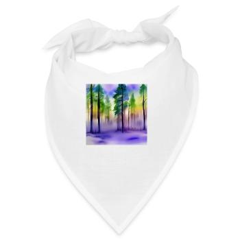 Abend im Aquarellwald - Bandana - Weiß - Vorne