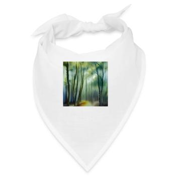 Nebel im Aquarellwald - Bandana - Weiß - Vorne