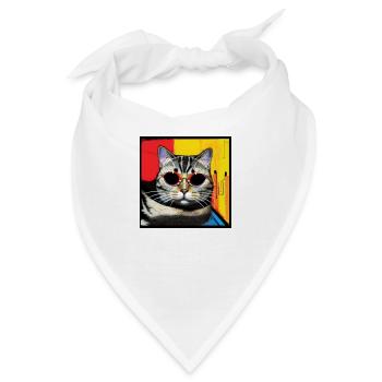 Coole Katze 4 - Bandana - Weiß - Vorne