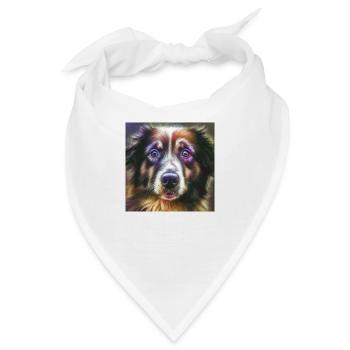 Australian Shepherd Hunderasse Hundeportrait - Bandana - Weiß - Vorne