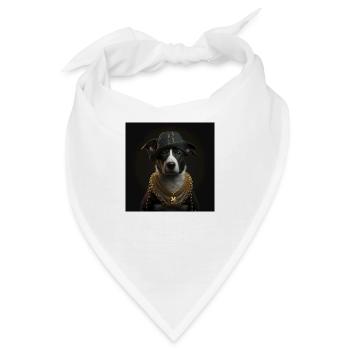 süßer schwarzer hund mit goldener halskette - Bandana - Weiß - Vorne