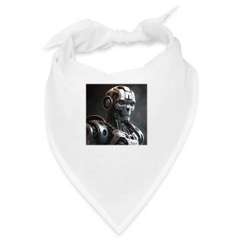 Rotäugiger Cyborg-Roboter - Bandana - Weiß - Vorne
